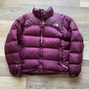The North Face Maroon Nuptse Down Jacket